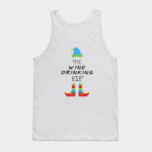 The Wine Drinking Elf Matching Family Group Christmas Party Tank Top